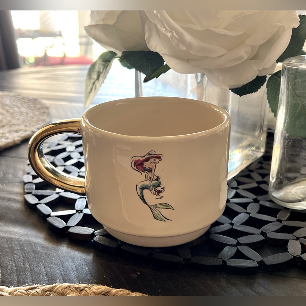 Rae Dunn Disney Princess Ariel Cup Mug Gold Handle Mermaid
